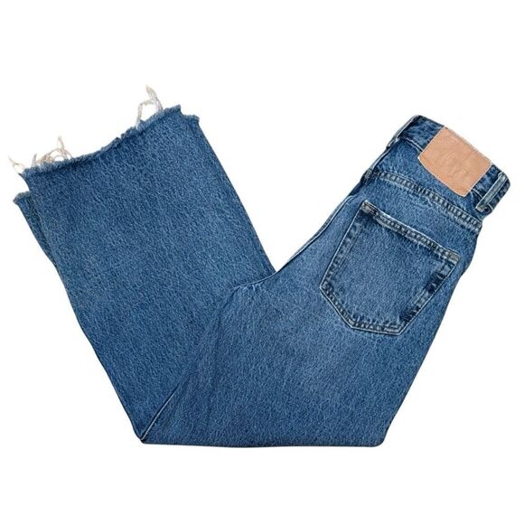 Pull & Bear High-Waist Distressed Wide-Leg Jeans 100% Cotton Women's 0 - Picture 3 of 8